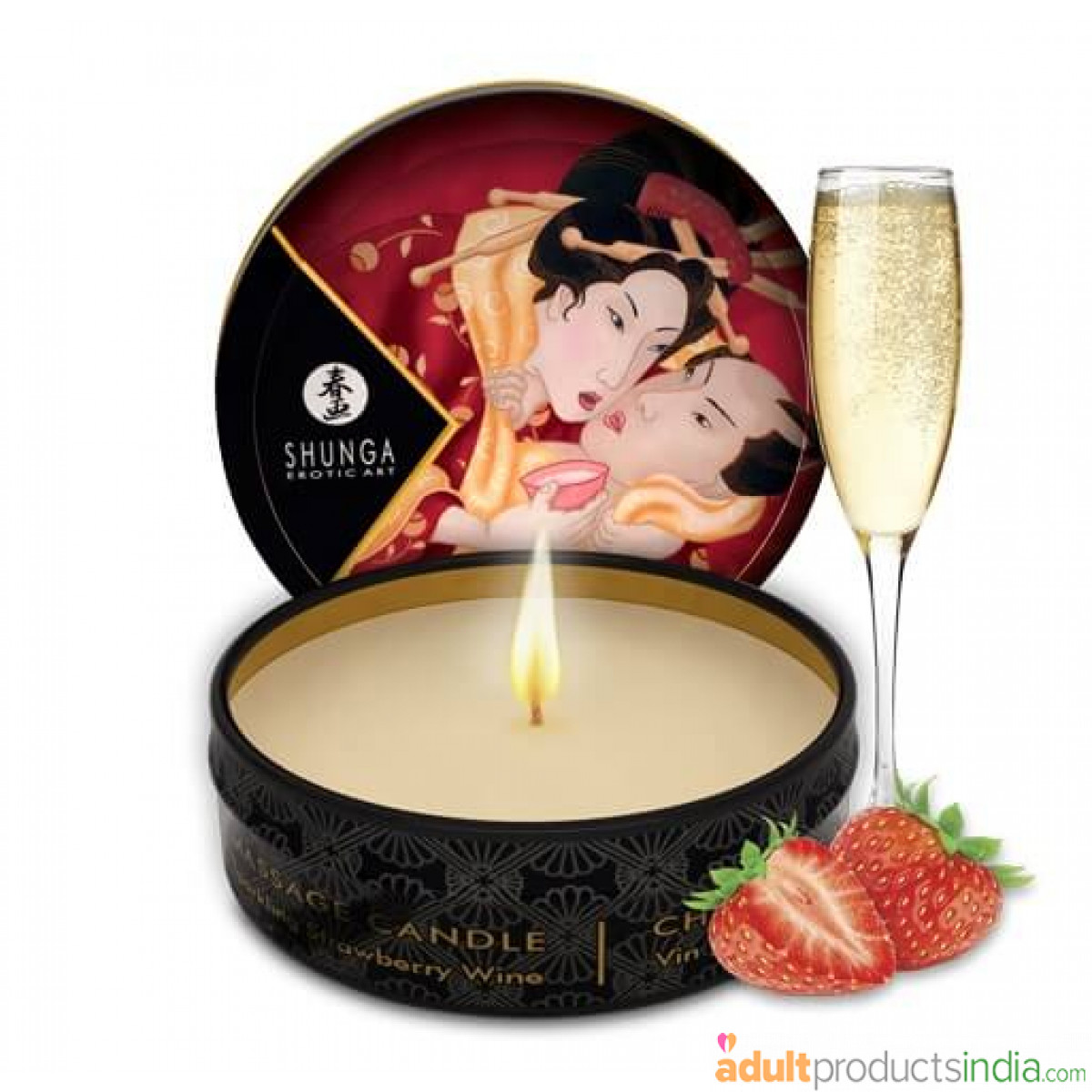 Shunga Japanese Massage Candle - Sparkling Strawberry Wine