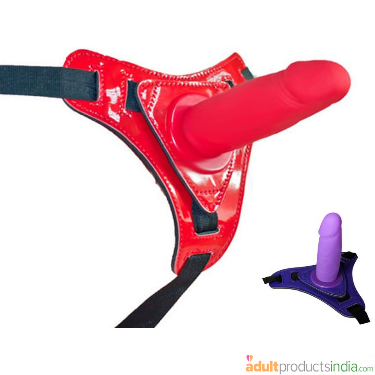 Harness-Silicone Realistic Toy - Red Pink and Purple 