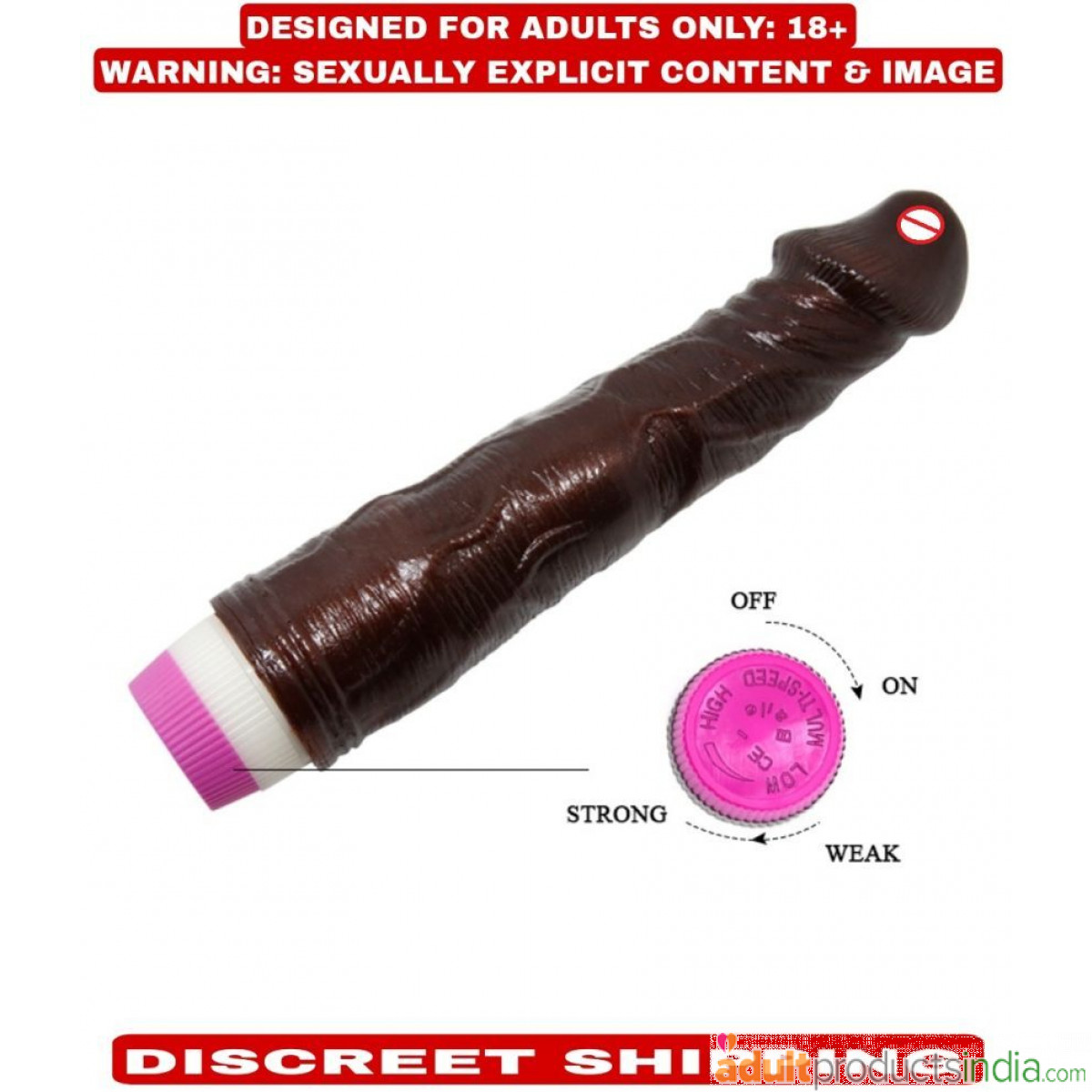 9 Inches Purple Cap Stud Vibrator Black