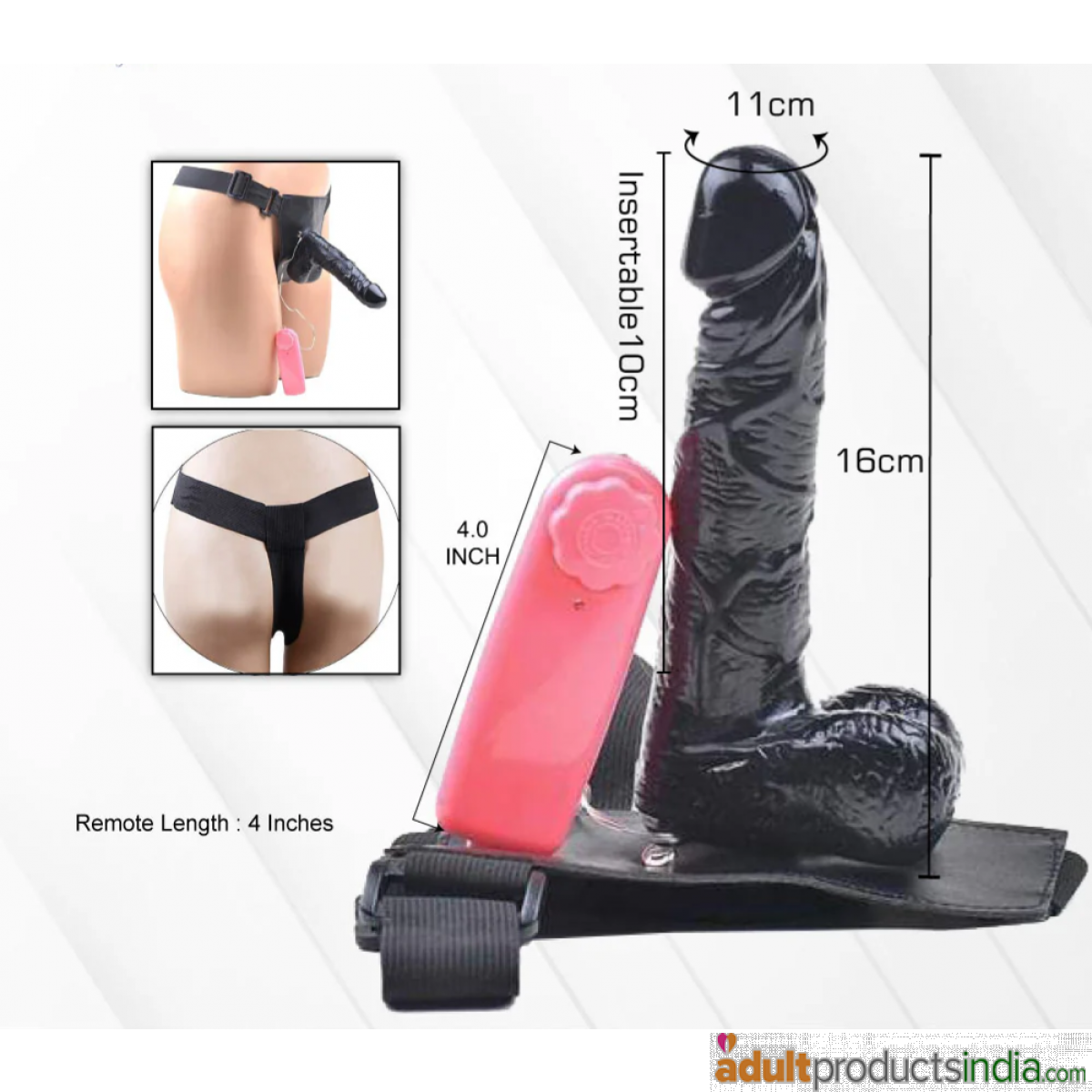 Hollow Strap on Dildo With Vibration Black
