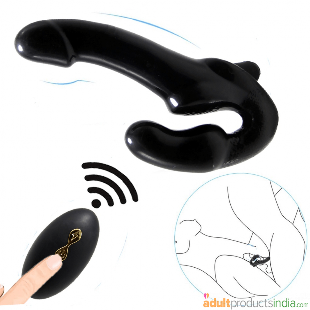 10 Speeds Strapless Strap-on Dildo Vibrator for Couples  & Lesbian Double Headed 