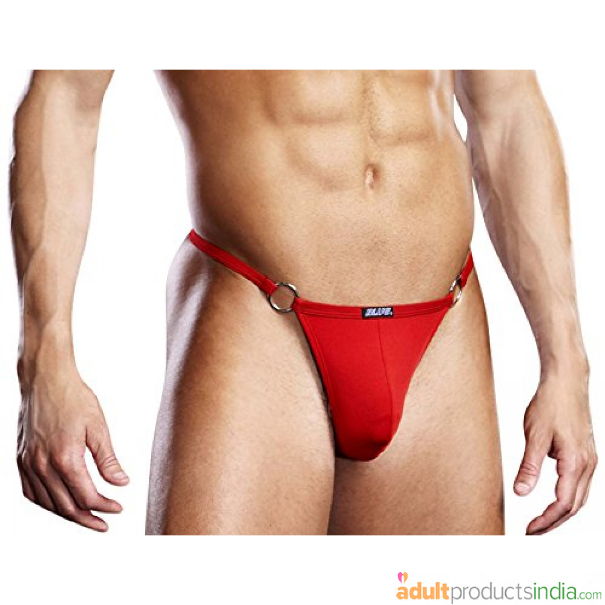 Blue Line Performance Microfiber v-String With Metal Rings Red S/M