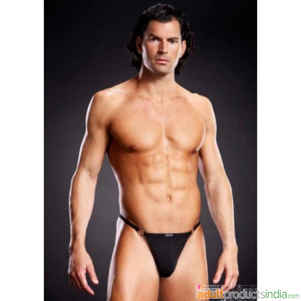 Blueline Performance Microfiber V-String With Metal Rings Black L/XL