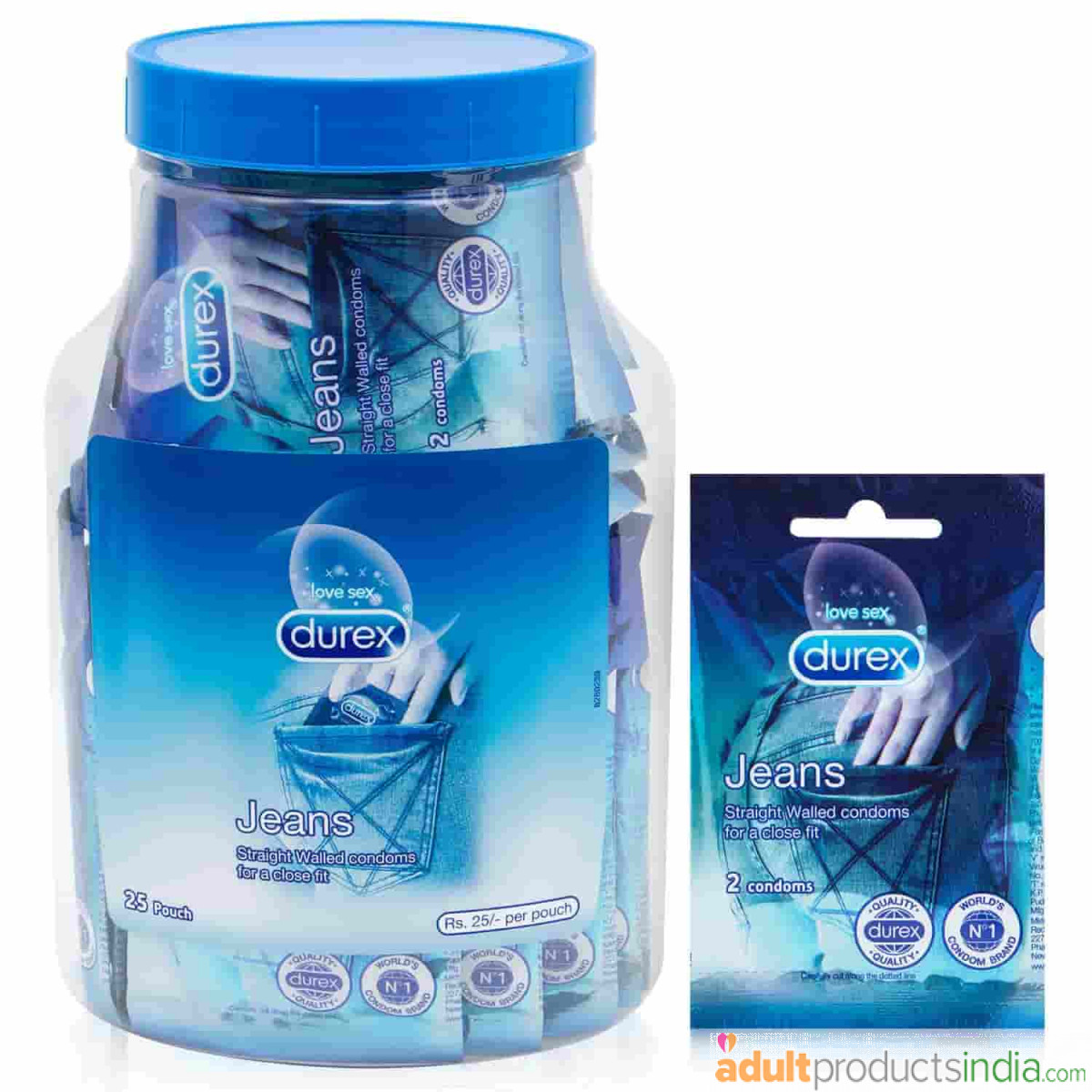Durex Jeans Condoms Jar 25 Pouches