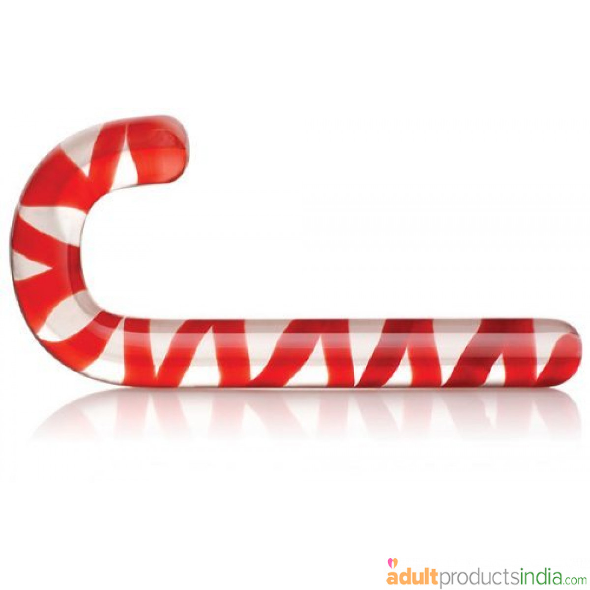 Red Candy Cane Glass Pleasure Wand Dildo