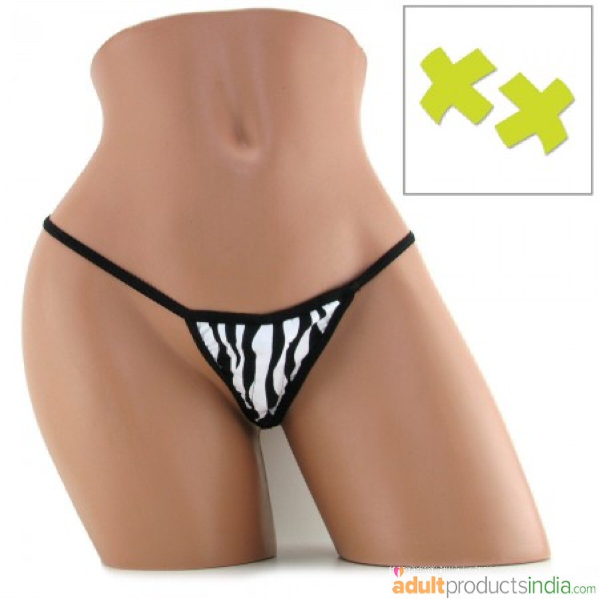 Glow in the Dark Vibrating Crotchless Panty - Zebra