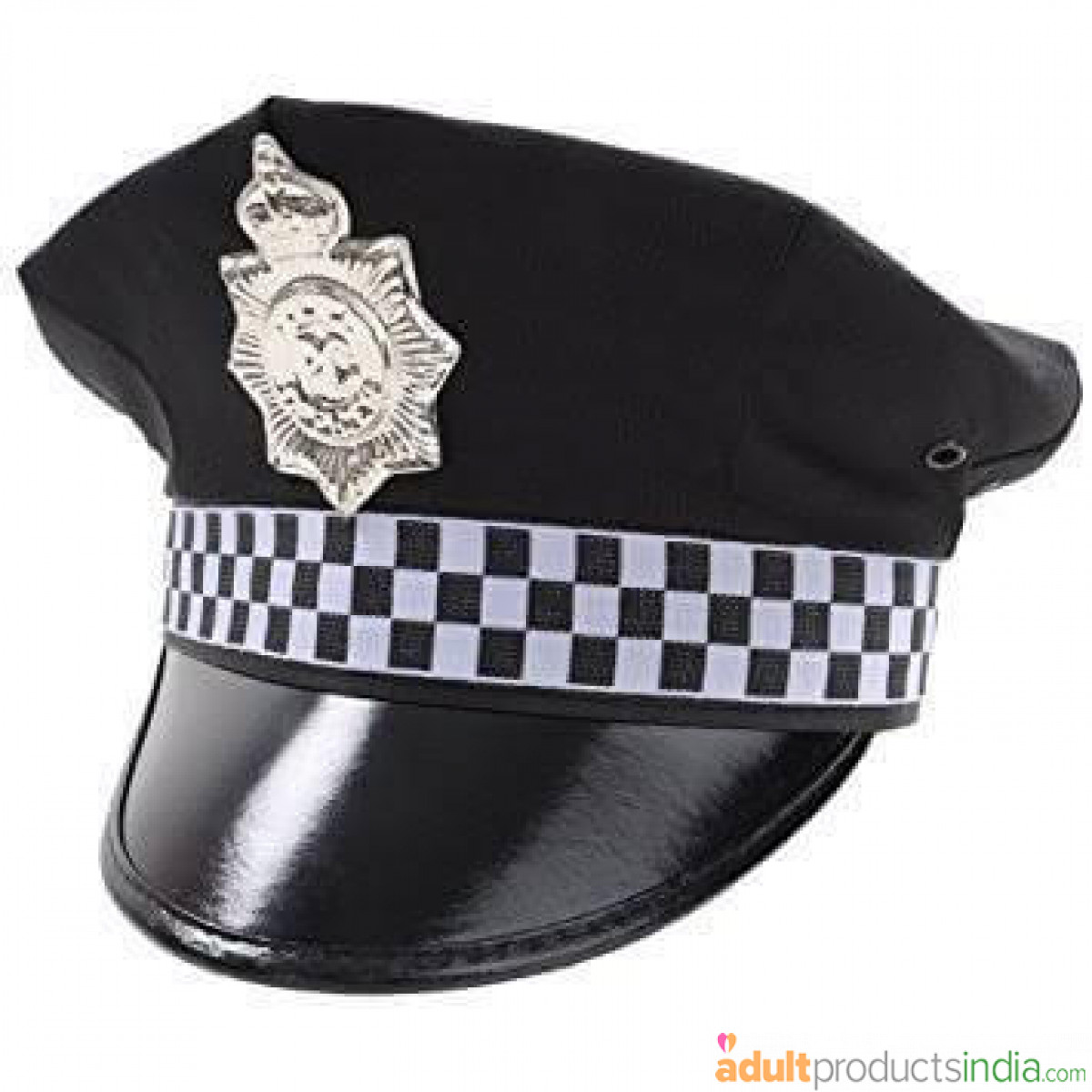 Black Check Police Hat For Roleplay