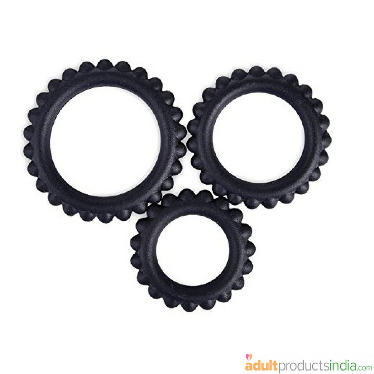 Reusable 3 Size Silicone Cock Rings - Black
