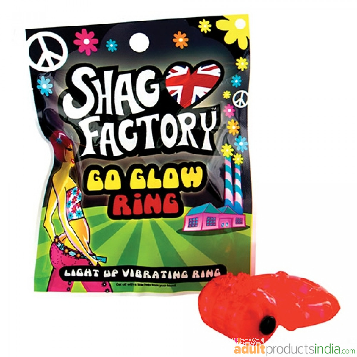 Shag Glow Go Ring Light-Up Red Vibrating Ring