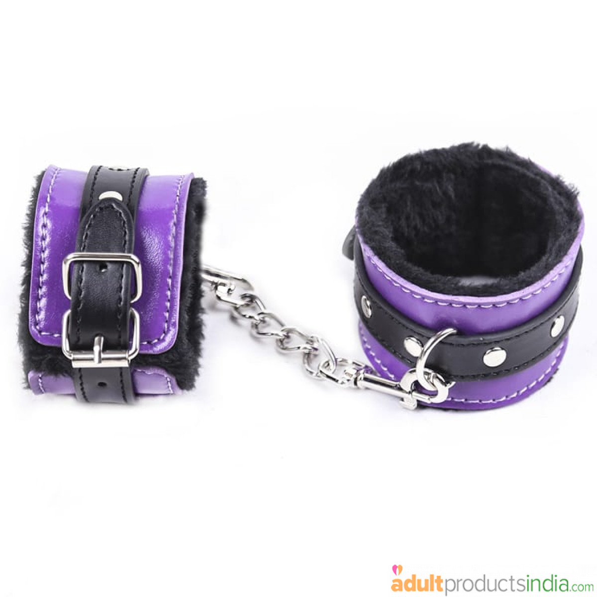 Soft Plush PU Leather Foot Cuffs - Purple