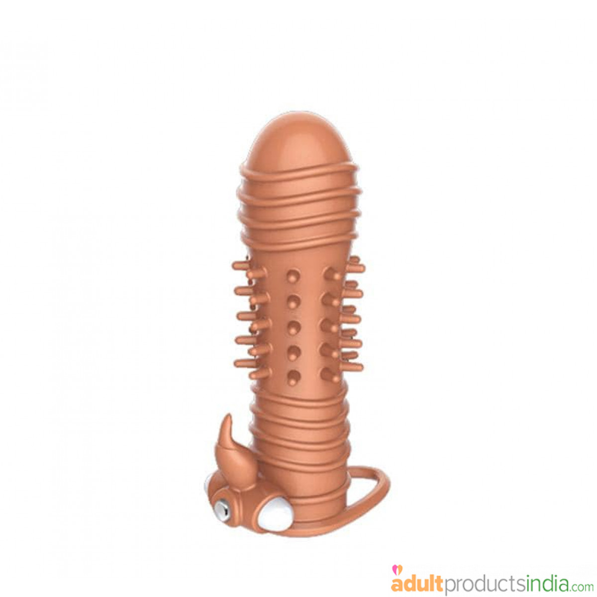 Vibrator Penis Sleeve Reusable Delay Long Sleeve with Spikes