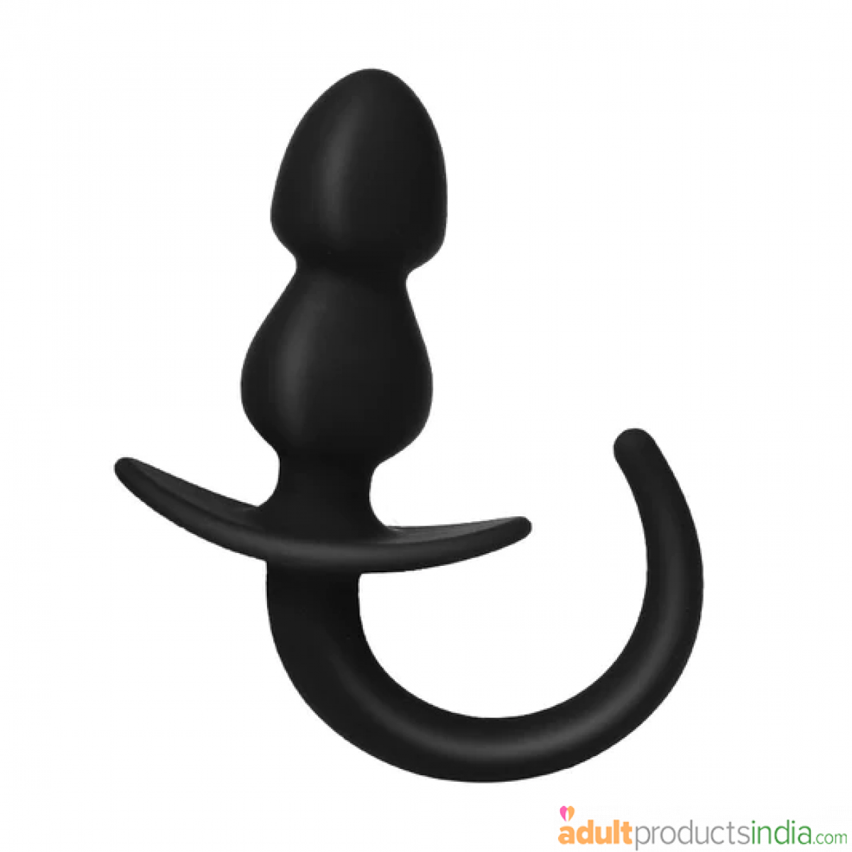 Happy Dog Tail Silicone Butt Plug - Black