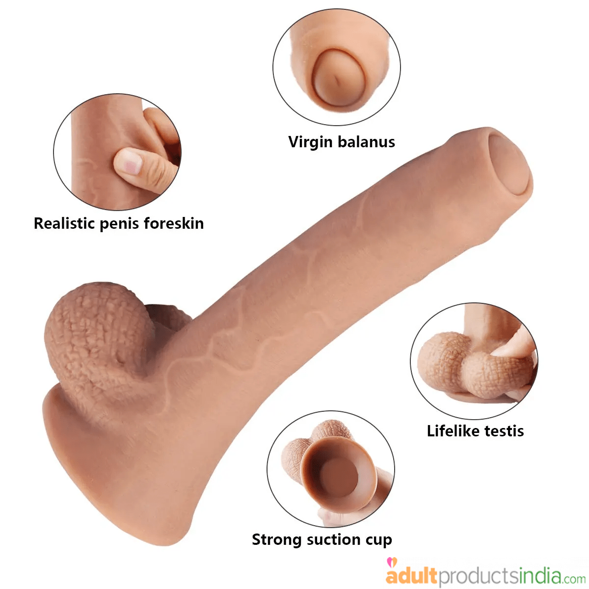 7.5 Inch Foreskin Uncut Realistic Dildo 
