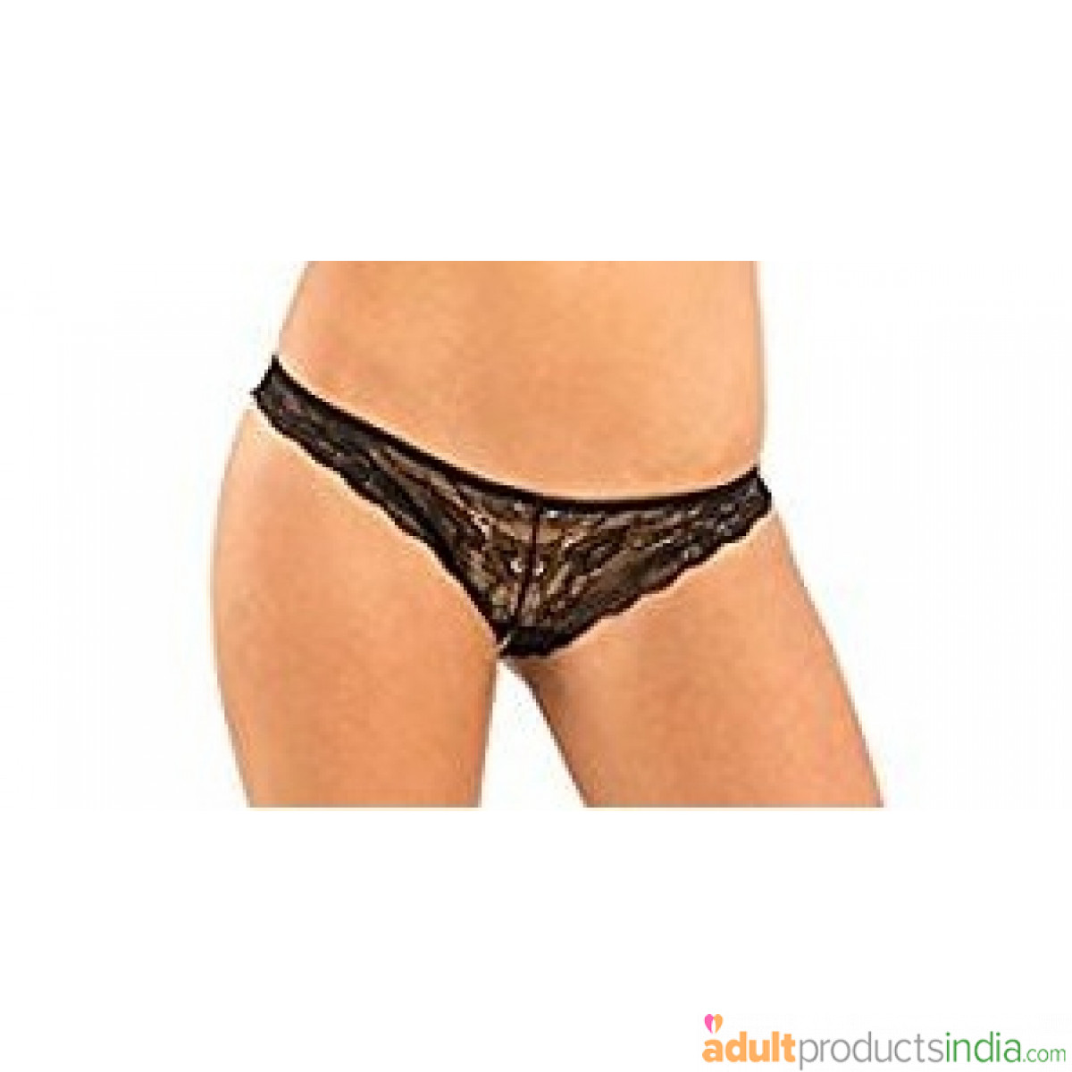 Rene Rofe Women's Crotchless Lace V-Back Panty with Lace Trim