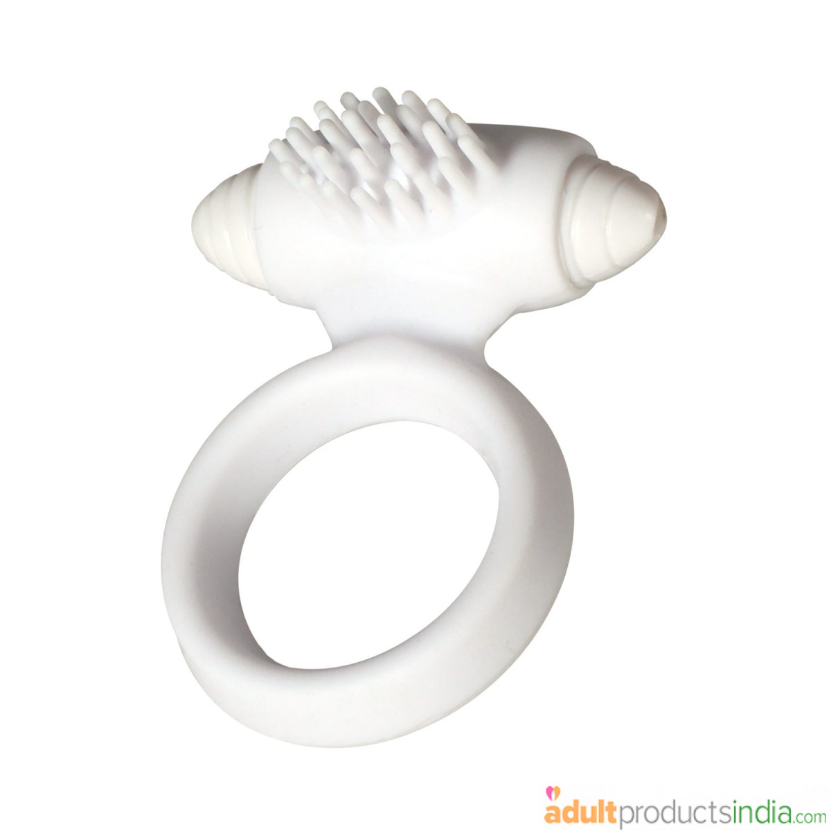 Vibrating Brush Cock Ring - White