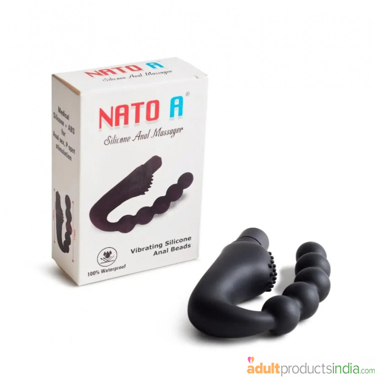 Black Prostate Massager With Beads and Vibration for Men