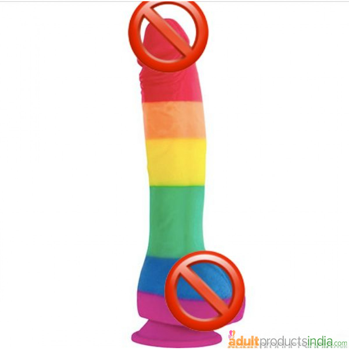Rainbow Color 8" Realistic Silicone Dildo With Balls