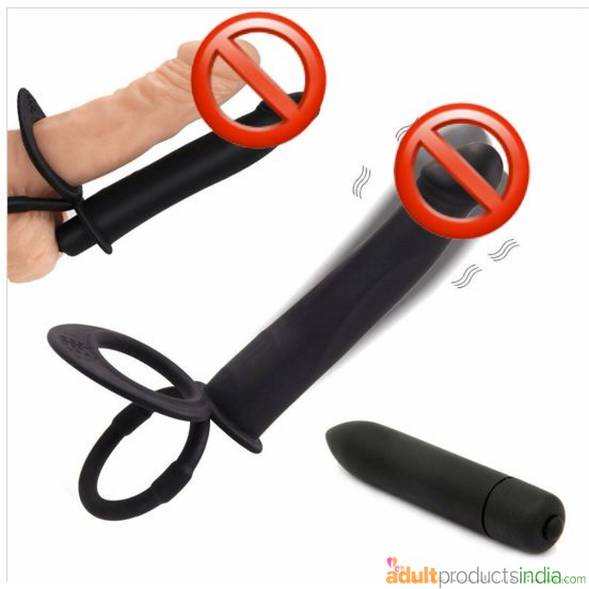 Black Dildo With Ring Double Penetration Strap-on Anal Dildo For Men