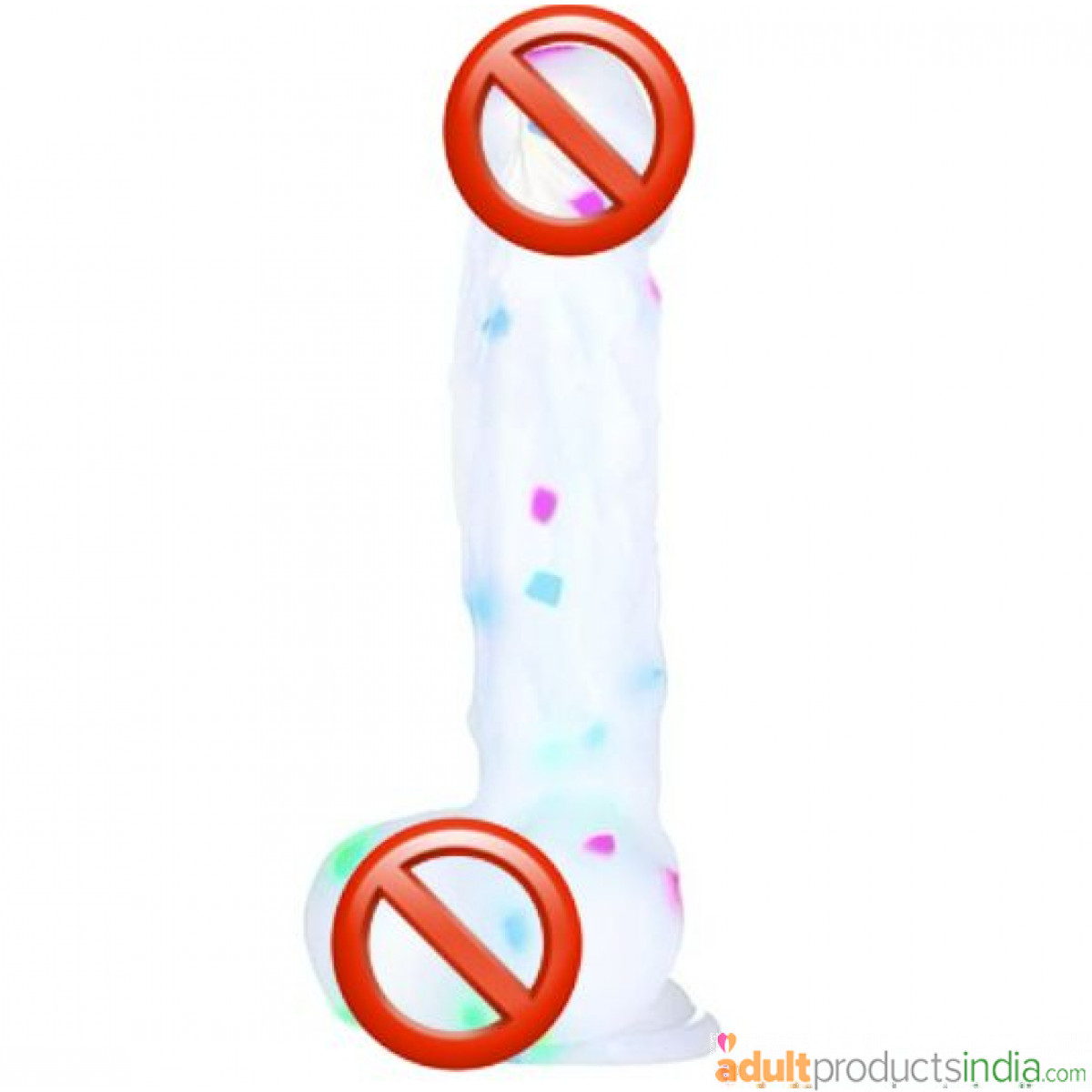 Soft Jelly Colourful Dildo With Suction Cup & Balls 
