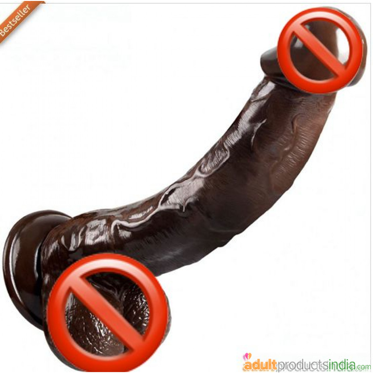 Realistic soft brown dildo with balls and suction cup - 7 inches