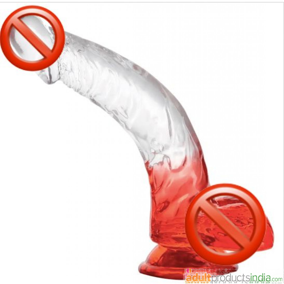 Realistic Dildos Penis with Suction Cup Base (Translucent Half Purple/ Red/Blue)