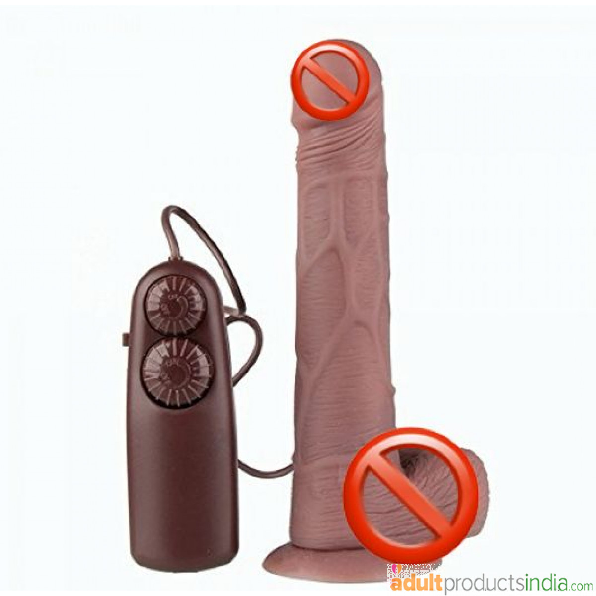 Realistic Rotating Head Vibrator - Brown