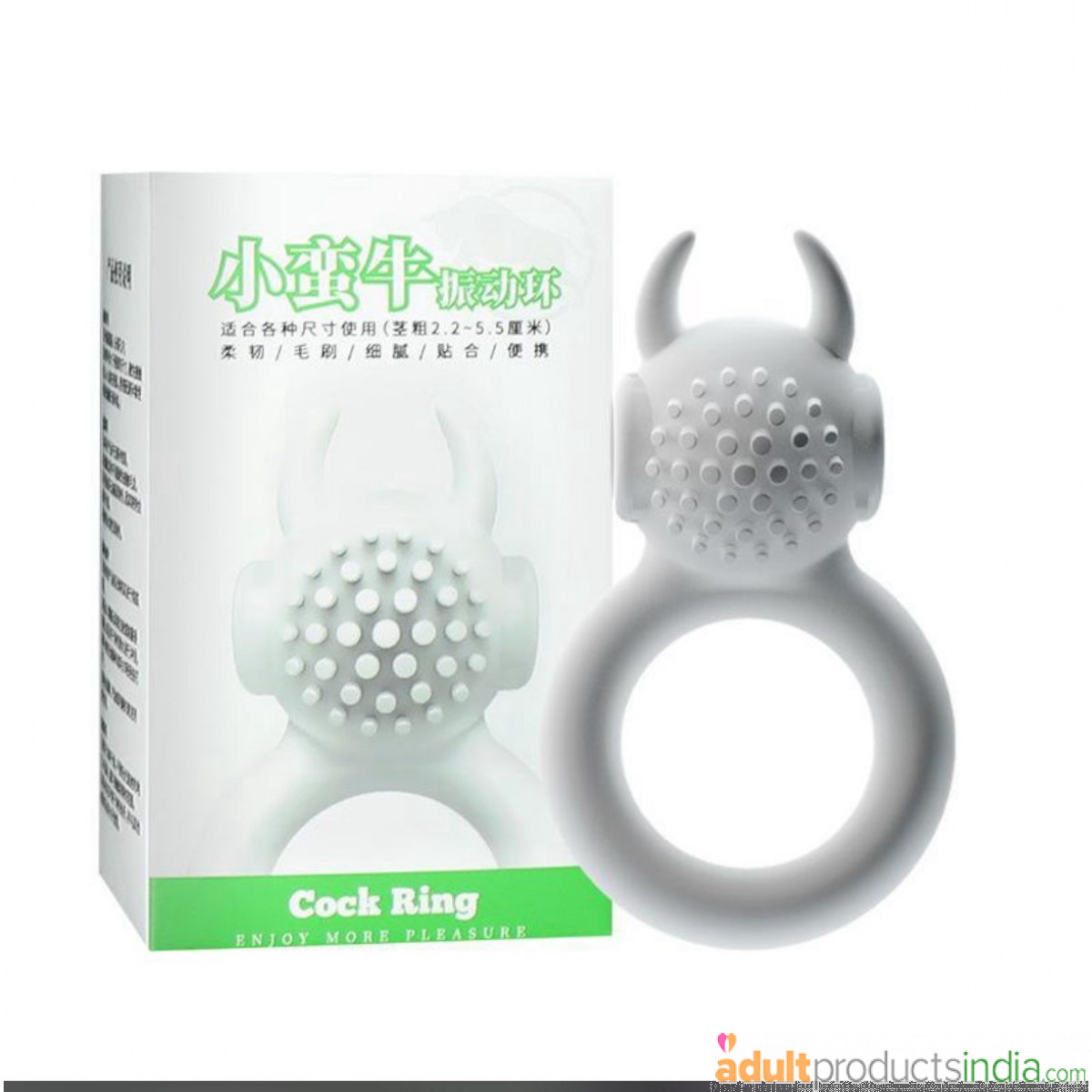Vibrating Brush Cock Ring - White