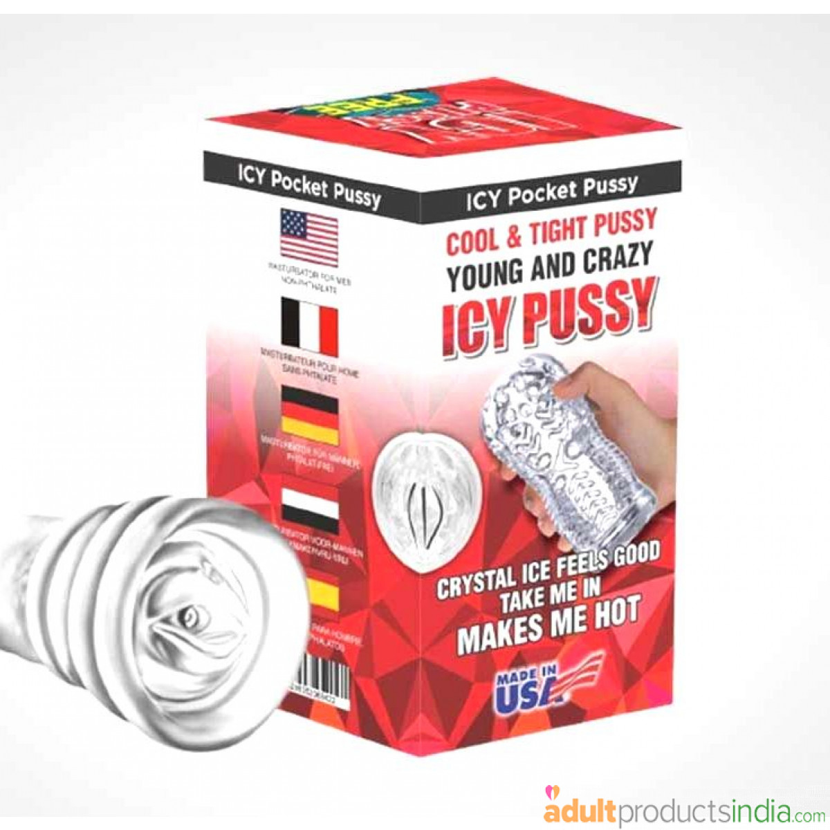 Icy Crystal Pocket Pussy Masturbator - Hot 