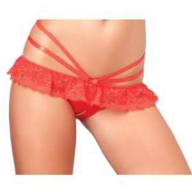 Rene Rofe Women's Crotchless All Strapped Up Lace Panty