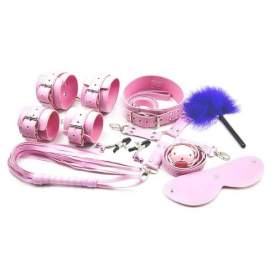 9-Pieces Pink Leather Bondage Set