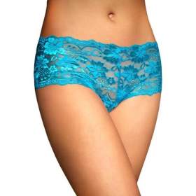 Women Lace Boy Shorts Panty Blue