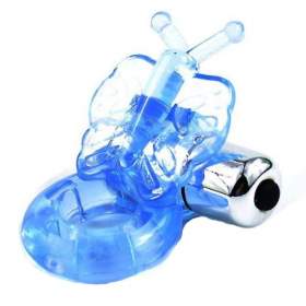 Butterfly Vibrating Cock Ring - Blue