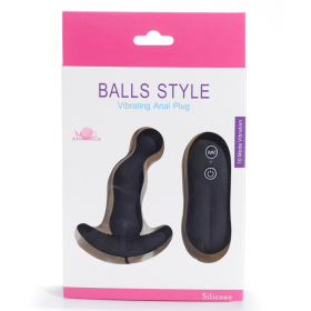 100% Silicone Ball Style Vibrating Anal Plug - Black