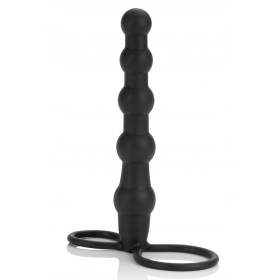 Vibrating Silicone Beaded Double Rider - Black