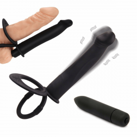 Black Dildo With Ring Double Penetration Strap-on Anal Dildo For Men