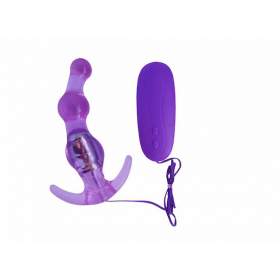 Butt Plug With Vibration and Beads - Purple