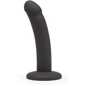 Curved Silicone Suction Cup Dildo 5.5 Inch - Black