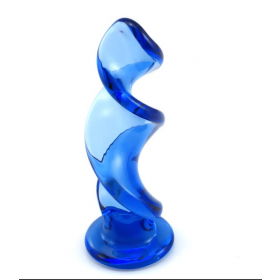New Hot Blue Crystal Wave Glass Anal Butt Plug 
