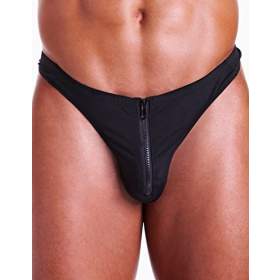 Hustler Fundies Pro-Mesh Zipper Thong Black S/M