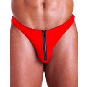 Hustler Fundies Pro-Mesh Zipper Thong Red S/M