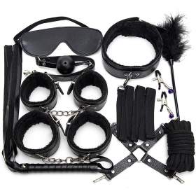 Bondage Sex Love Kit - (10 Pc Set ) Black & Red 