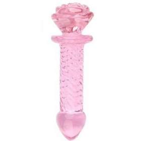 Pink Rose Anal Glass Dildo 