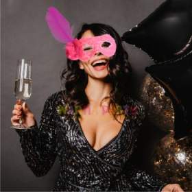 Pink / Purple Net Rose Mask for Party