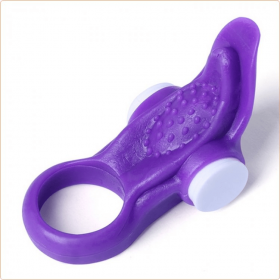 Vibrating Cock Ring with Tongue - Pink & Purple