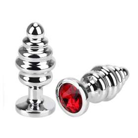 Spiral Stainless Steel Butt Plug - Multi Color Jewel