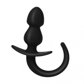 Happy Dog Tail Silicone Butt Plug - Black