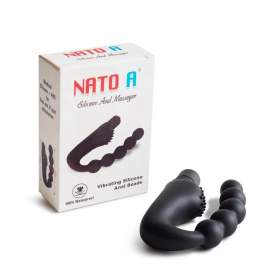 Black Prostate Massager With Beads and Vibration for Men