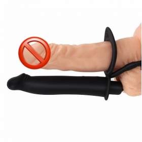 Vibrating Silicone Beaded Double Rider - Black 