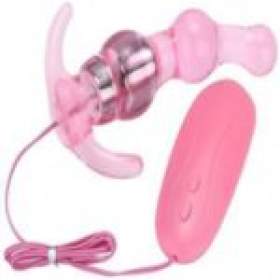 Butt Plug With Vibration and Beads - Pink
